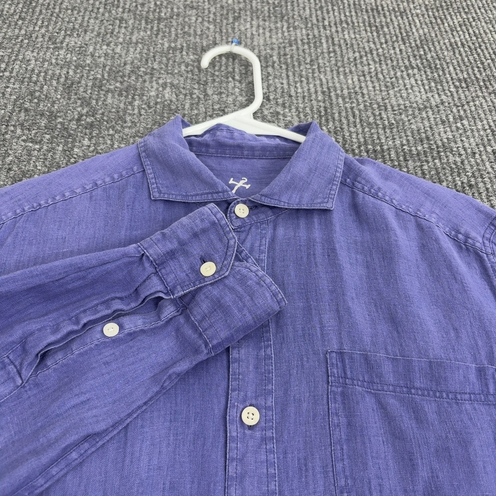 HIHO‎ Button Up Mens S Purple Linen Long Sleeve Casual Coastal Shirt